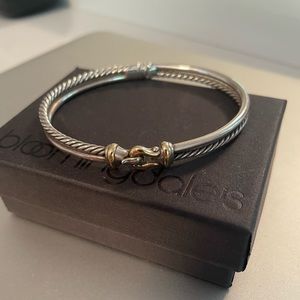 David Yurman Buckle Two Row Bracelet with 18K Yellow Gold, authentic